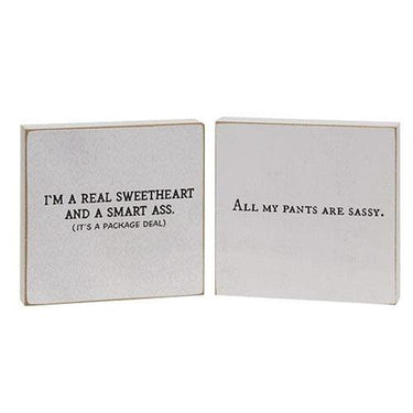 All My Pants Are Sassy Square Block 2 Asstd - The Fox Decor